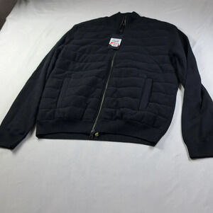 Bugatchi Full Zip Quilted Knit Jacket Mens Large Black 100 Percent Cotton